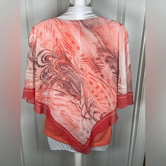 New Directions Layered Coral Poncho Blouse size S NWT - Picture 5 of 7
